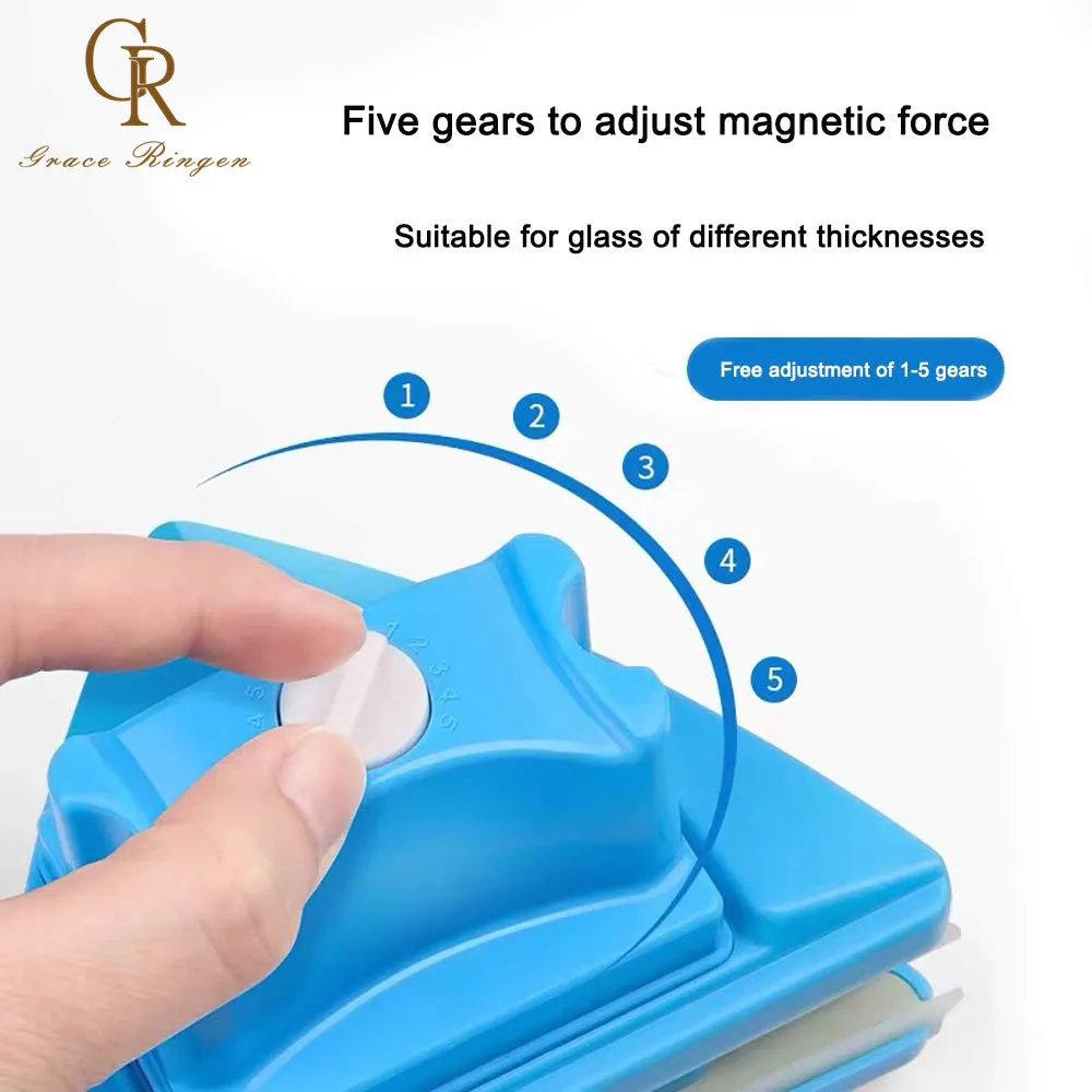 Double-sided Faced Window Cleaner Glass Wiper Magnetic Cleaning Tools 5-Gears Adjustable Magnetic Glider Washing Brush Tools