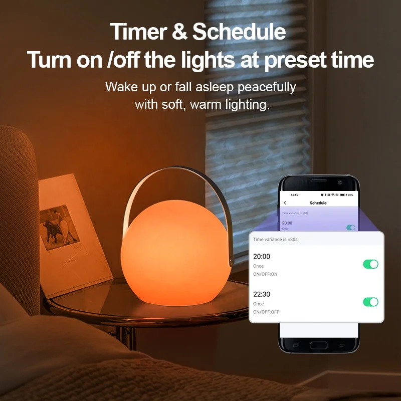 Custom Smart Bluetooth Wifi Tuya App Controlled LED Table Lamp Ball Shaped Magic Color Changing Personalized Mood Night Light