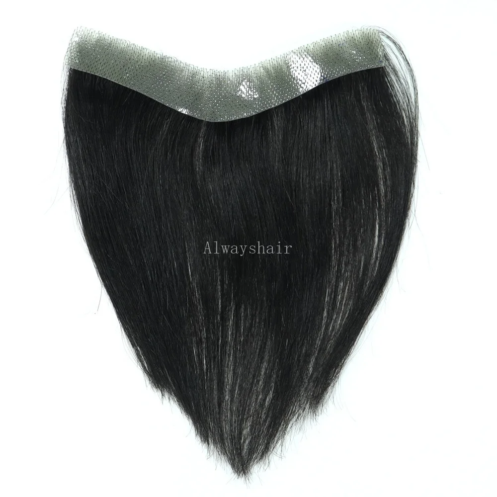 
 2.5cmx16cm, 4cm x18cm PU Thin Skin Forehead Men Toupee Human Hair Bangs Fringe for Men  