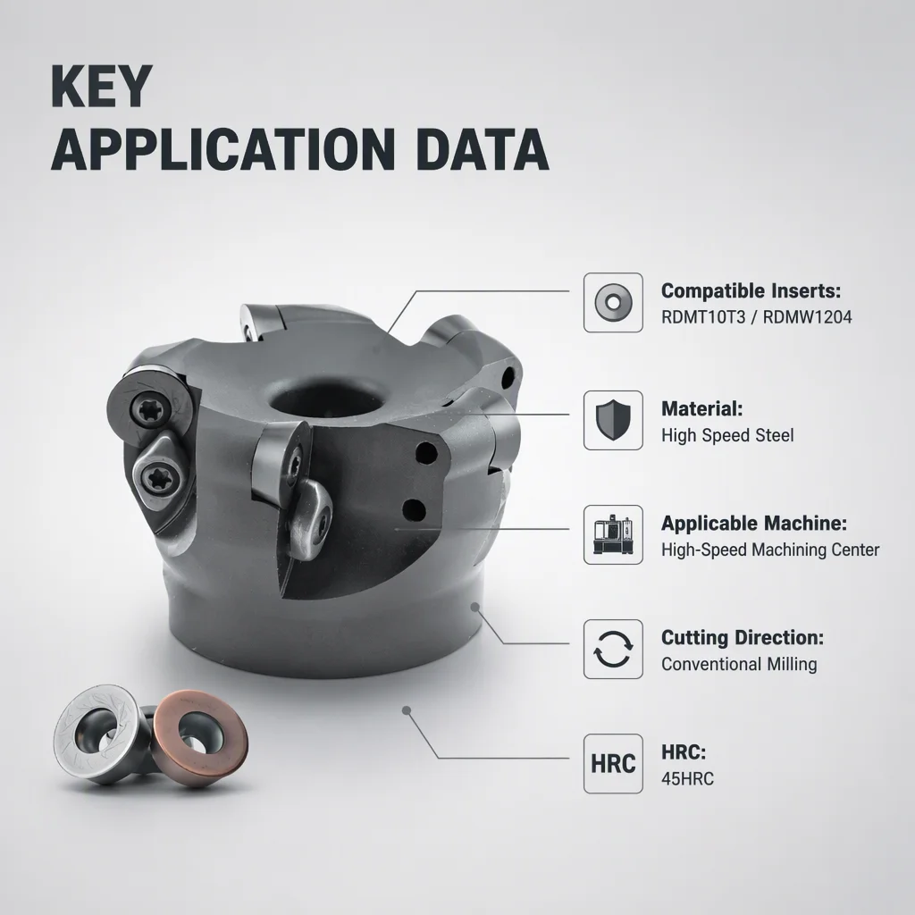 TRS Corner Radius Face Milling Cutter Indexable Mill Tool for RDMT10T3 RDMW1204 Inserts CNC Machining