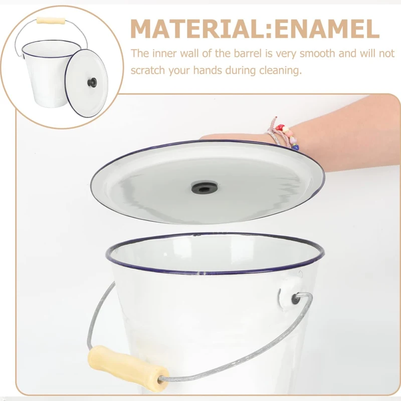 Eco-Friendly Custom Color Logo Printing Storage Ice Water Bucket Metal Enamel Carbon Steel Metal for Home Kitchen Use