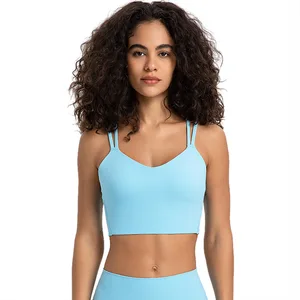 TOPKO High Quality New Draw Strip Ribbed Fixed All-in-one Cup Ports Bra Sexy Beautiful Back Sport Bra