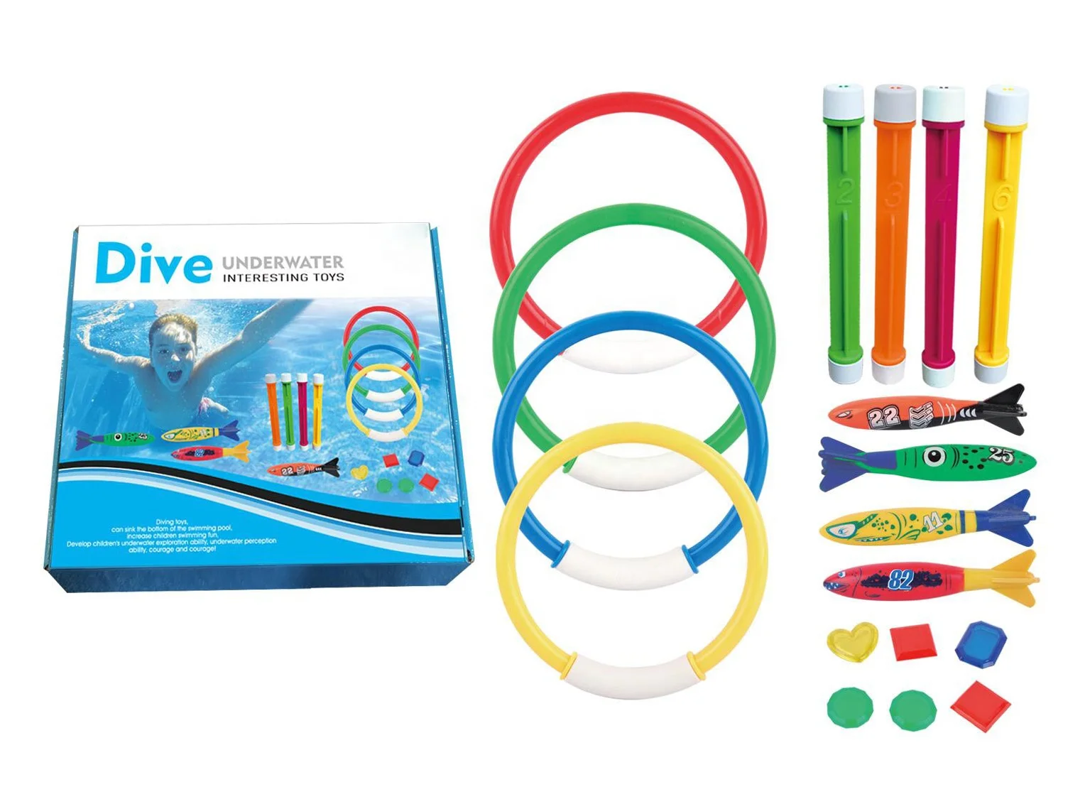 Killow Set De 34 Juguetes De Buceo Para Piscina – Torpedos, Anillos, Plantas Y Tesoros Pirata, Verano En Familia