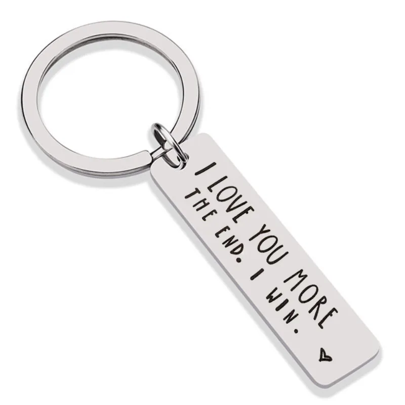 Valentine/'s Day accessory The end I win Couples gift Anniversary gift I love you more Keychain