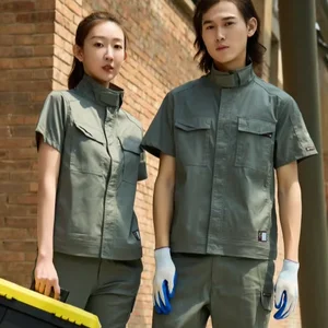 Mechanic Factory Wholesale Custom Logo Unisex Construction Industrial Workwear Short Sleeved Work Clothes