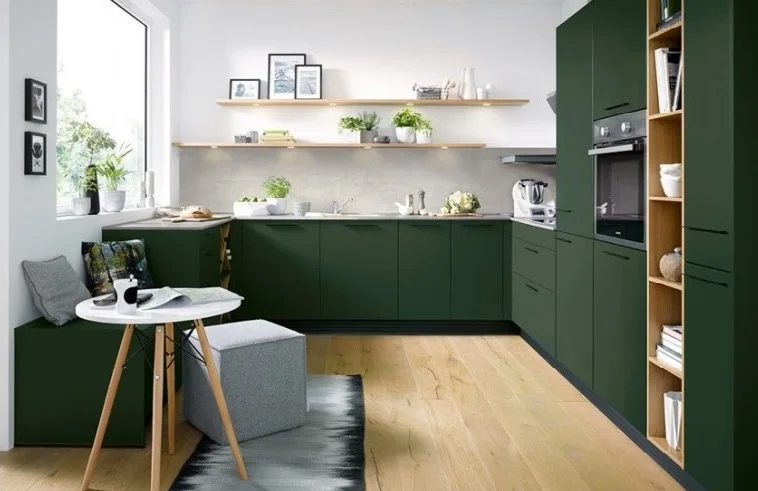 モダンInoxキッチン料理フルセットドイツステンレススチールグリーン