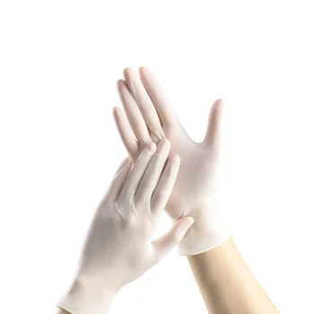 OEM ODM Disposable Gloves White High Elasticity Powder-free Protective Food Rubber Latex Gloves