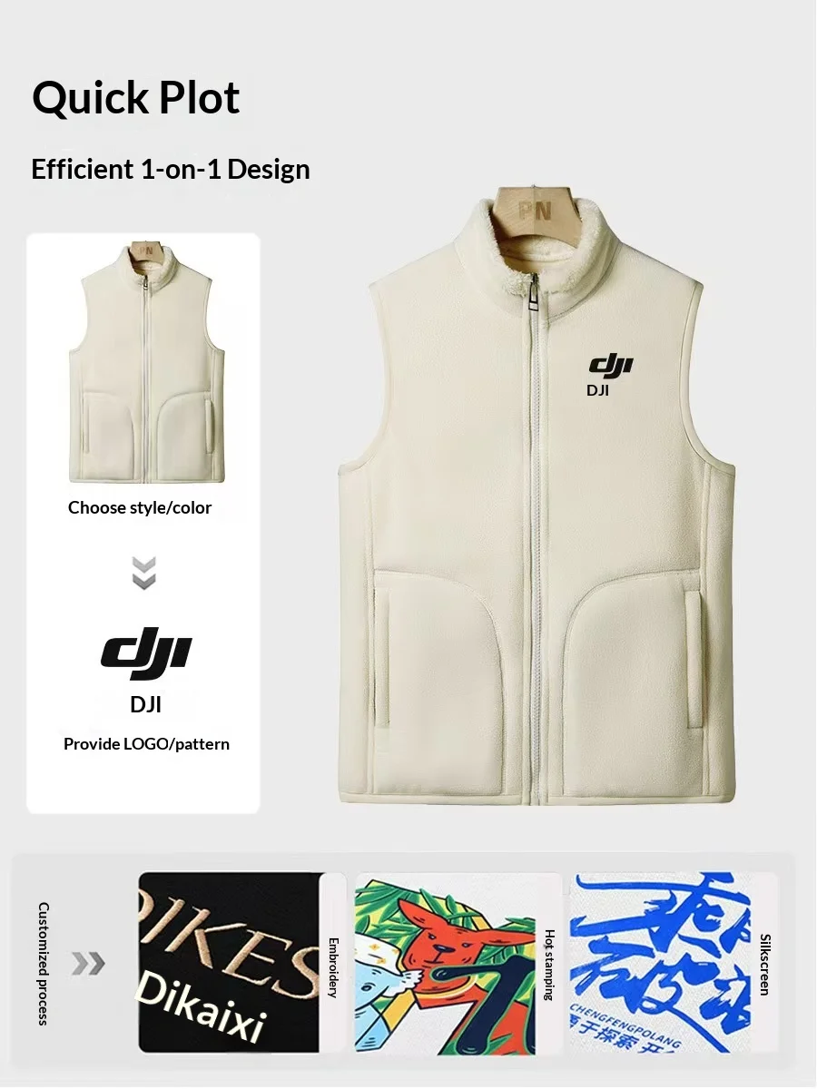 Outdoor Sports Workwear Sleeveless Fleece Jacket Submachine Jacket Vest Double-sided Fleece Custom logo preview 2