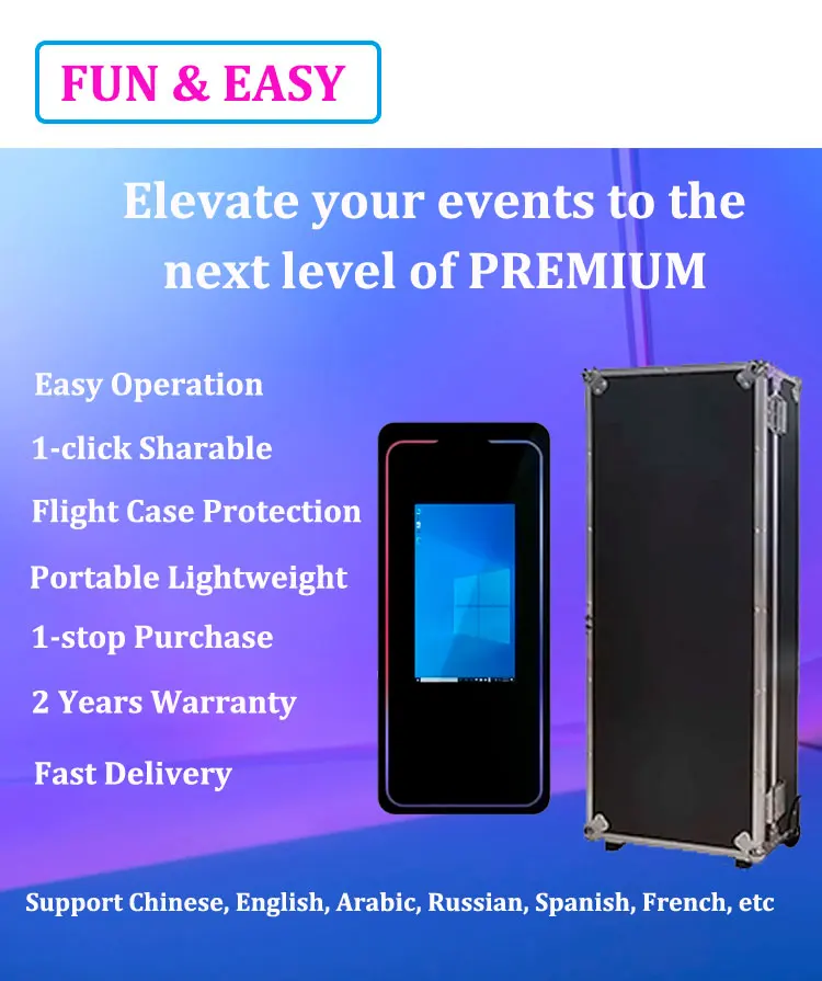 Magic Mirror Photo Booth 70inch Selfie Photo Booth With Touch Screen