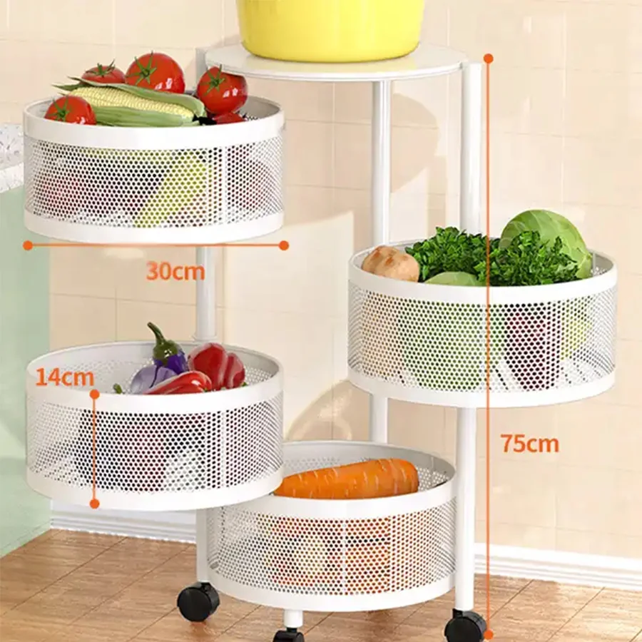 5 Tier Multi Layer Storage Rack Metal Sturdy Fruit Basket Kitchen Accessories Storage Holders
