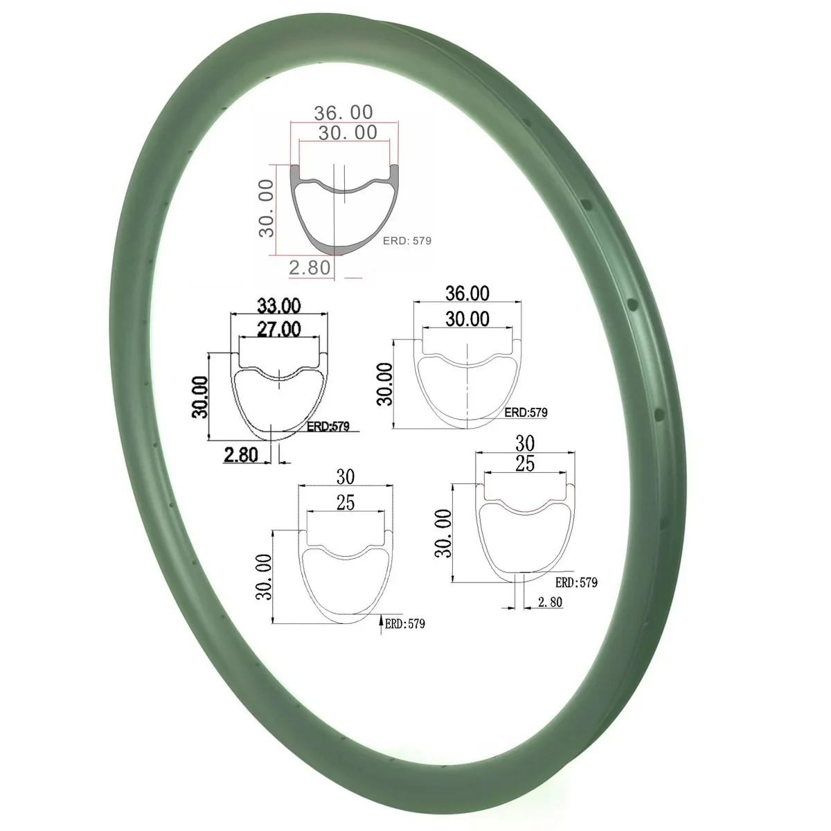Super Light MTB Carbon Rims 29ER 30MM Depth 30mm 33mm 36mm External ...