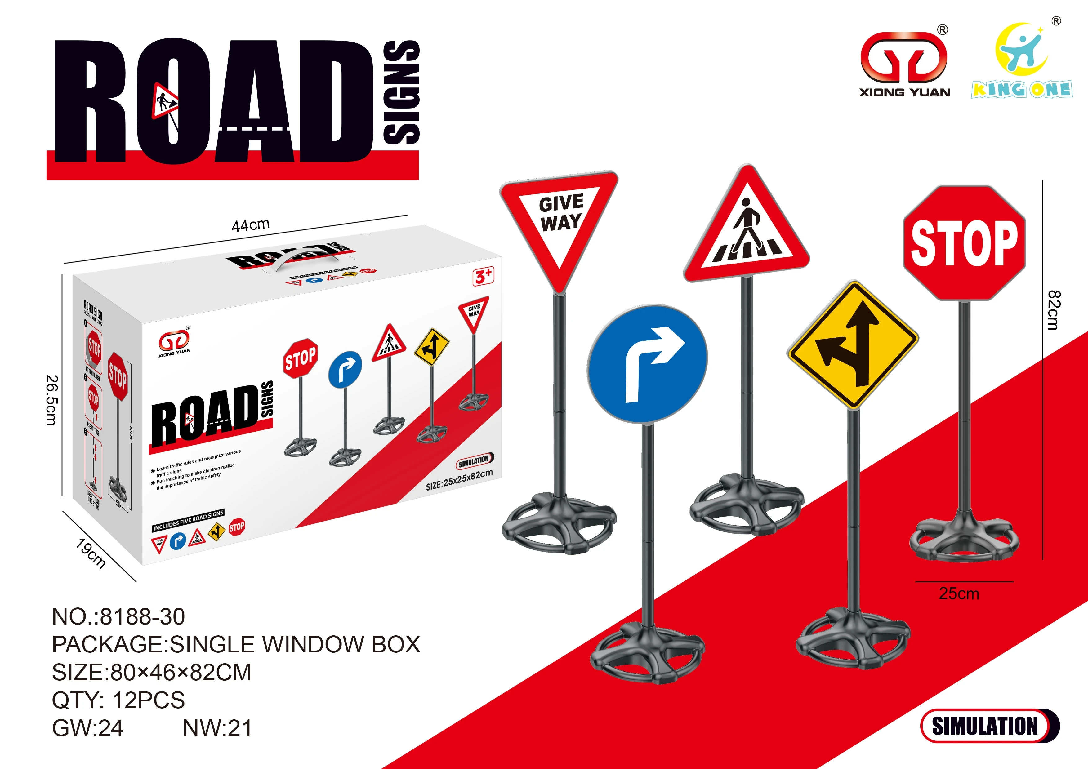 Wholesale 5Pcs DIY Signpost Model Large Medium Size Simulated Road Traffic Sign Safety Kids Montessori Educational Toy