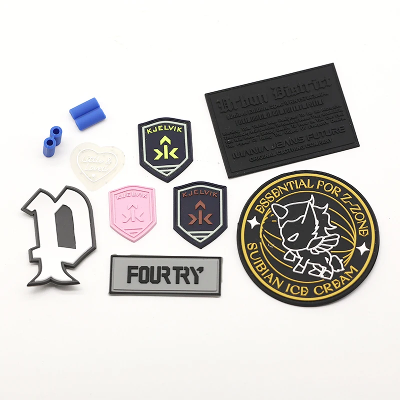 High Quality Custom Logo Patterns Letters Patches Iron on Rubber for Clothing PVC Patches Rubber Patches
