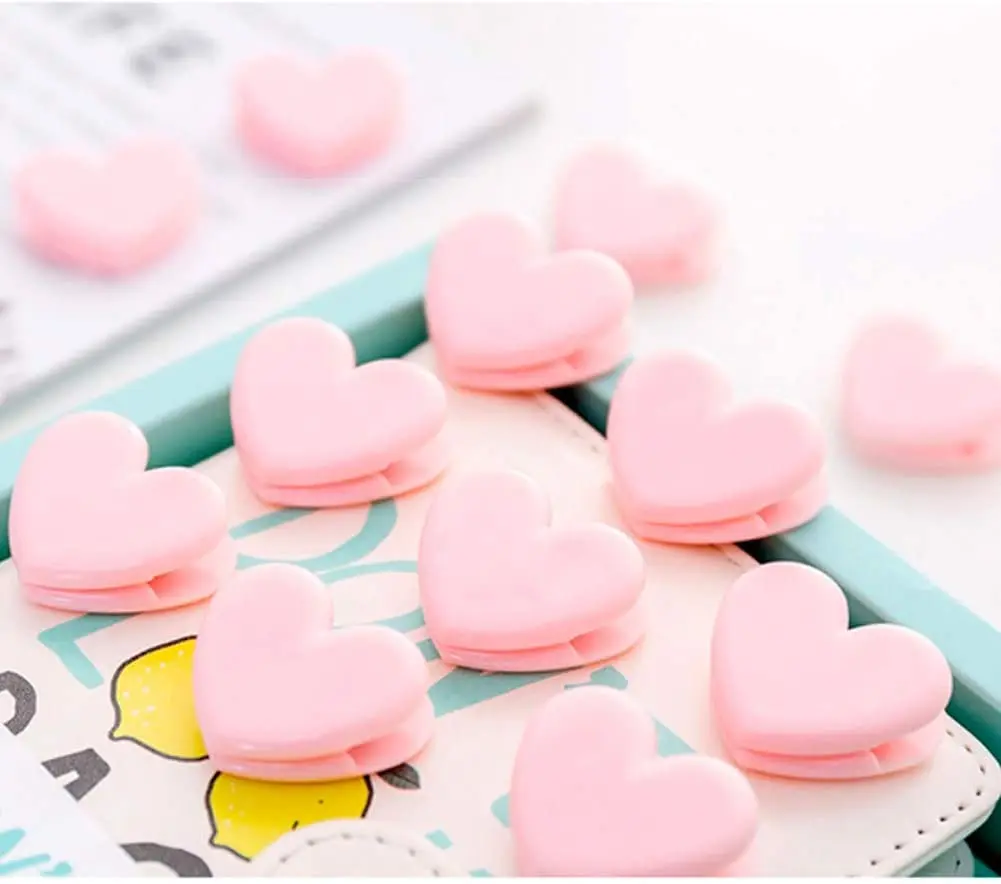 20 шт. Симпатичные зажимы для записей в форме розового сердца пластиковые связывания офиса канцелярские принадлежности