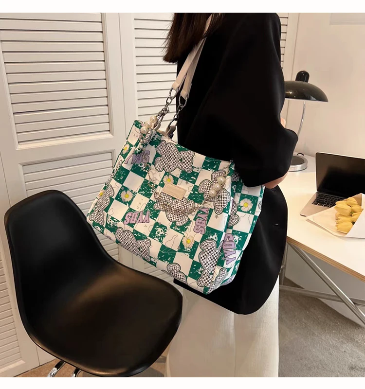 Digital Printing Beach Canvas Bags Women Handbags Ladies Pu Tote Bag ...