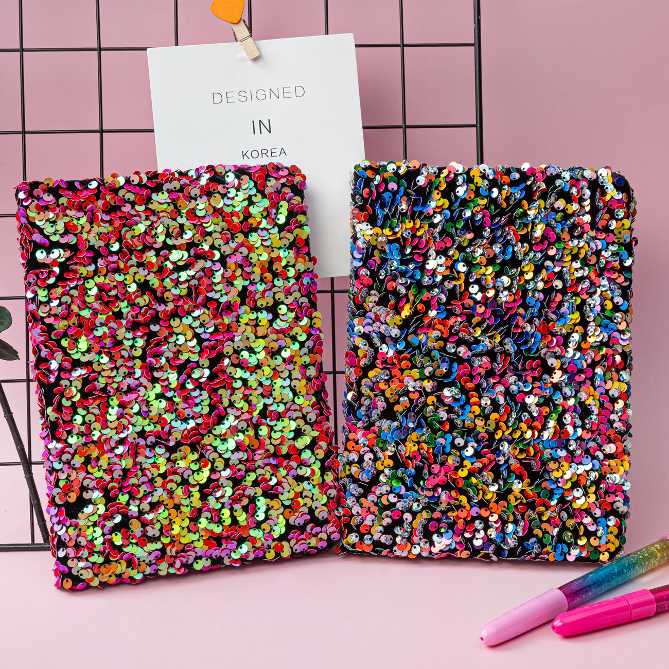 Factory Promotional Rainbow Color Sequins Cover Notebook Custom Glitter School Dairy Paper Notebook