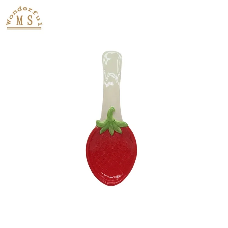 Strawberry Shape Napkin Holders Spoon 3d Fruit Style Kitchen Ceramic Tableware Set