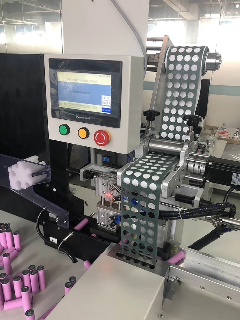 Lithium Battery Automatic Sticker Labeling Machine Insulation Paper Pasting Machine for 18650 21700 26650 32700 Battery