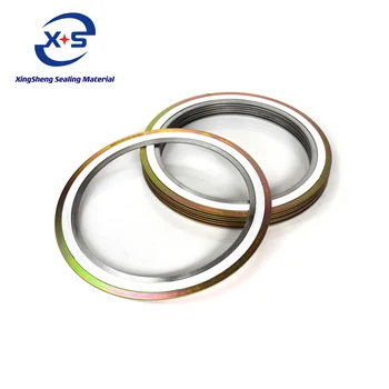 Reinforced metal spiral wound PTFE gasket with inner and outer rings High Temperature Metal Flange Valve Ptfe Wound Gasket