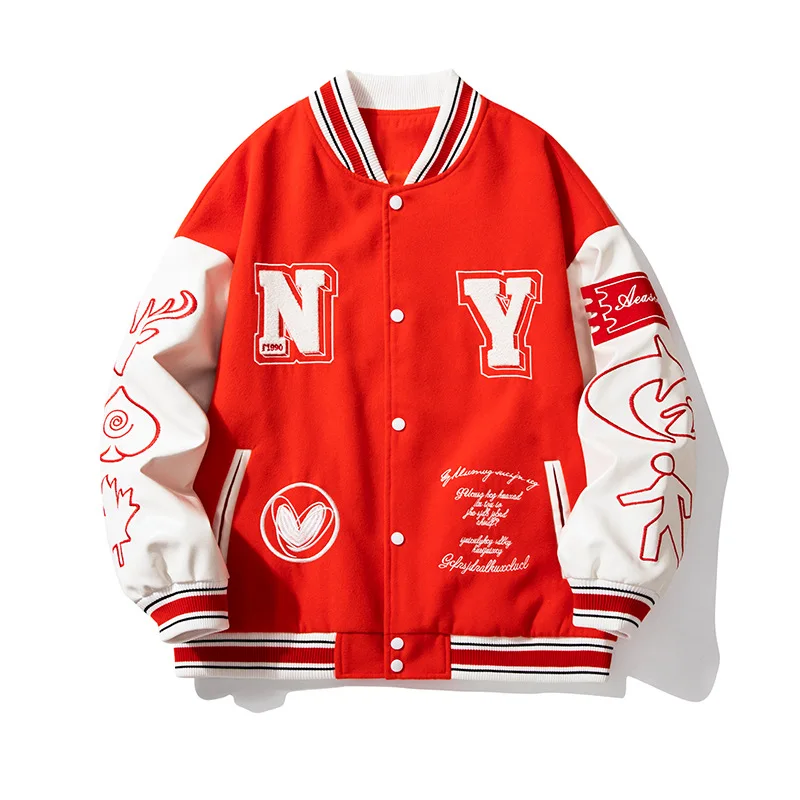 Customized Hot Sale Men's Baseball Jacket Bomber Fleece College