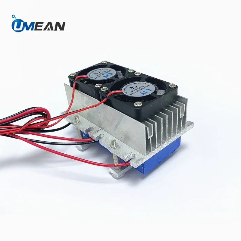 12V 144W DIY Elektronisch Halbleiter Kühlkörper, Dual Core Thermoelektrische Peltier Element Kühler Kühlsystem, DIY Mini Klimaanlage Kühlschrank Kit, inkl. Montage Kit