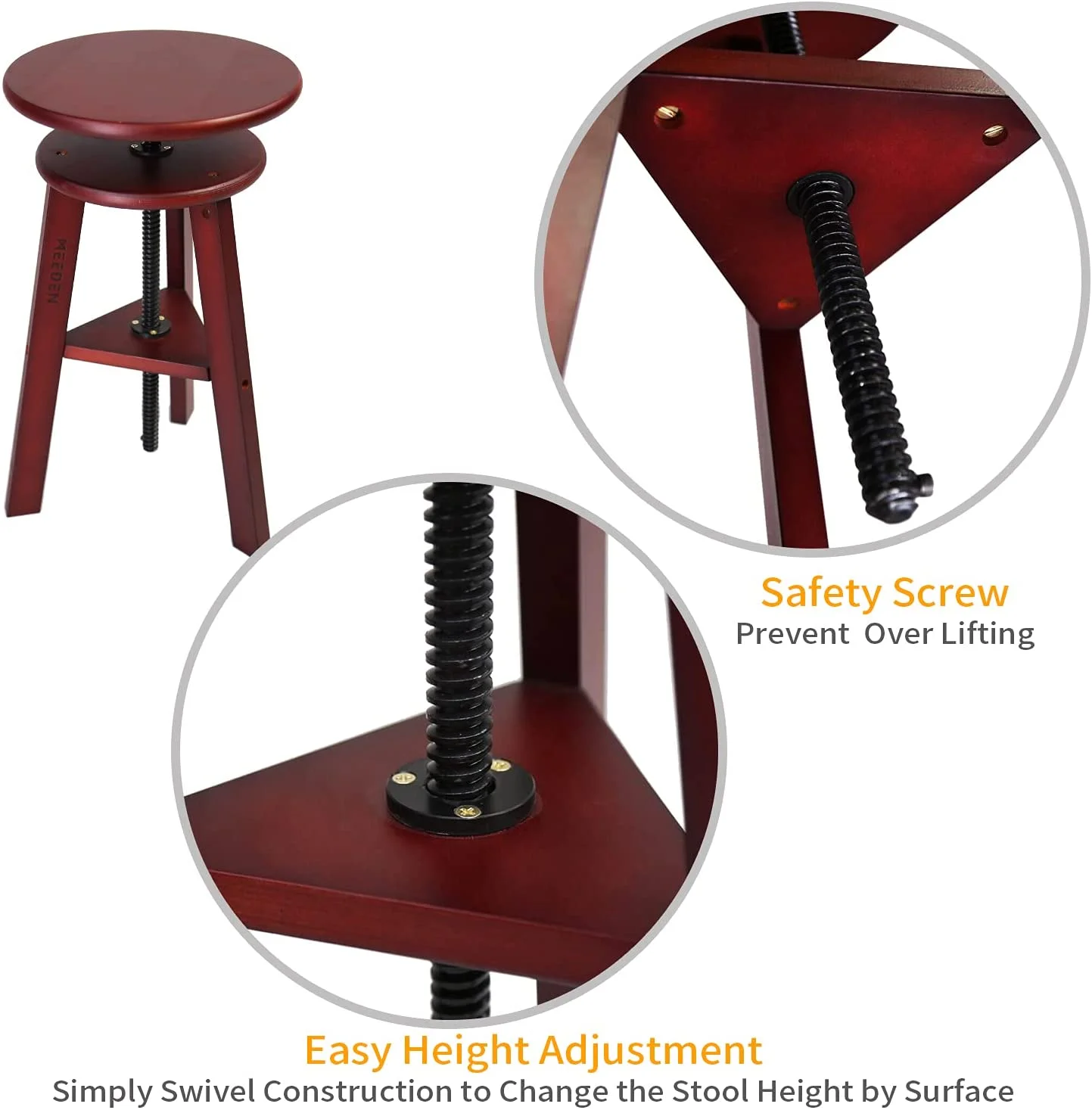 MEEDEN Wooded Drafting Stool Adjustable Height Artist Stool