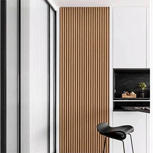Modern 3D White Oak Fluted Acoustic Wood Slat Wall Panel Sound Absorbing Interior Wall Decor for Hotel & Hospital Ceiling Wall factory