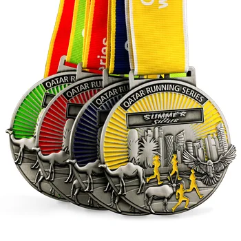 Manufacturer Wholesale Cheap Custom Design Your Own logo Blank 3D Gold Metal Award Marathon Running Sport Medal