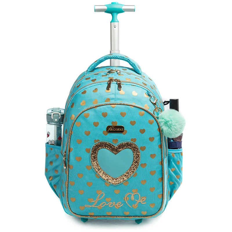 Jasminestar Children Rolling Backpack Kids School Wheeled Backpack