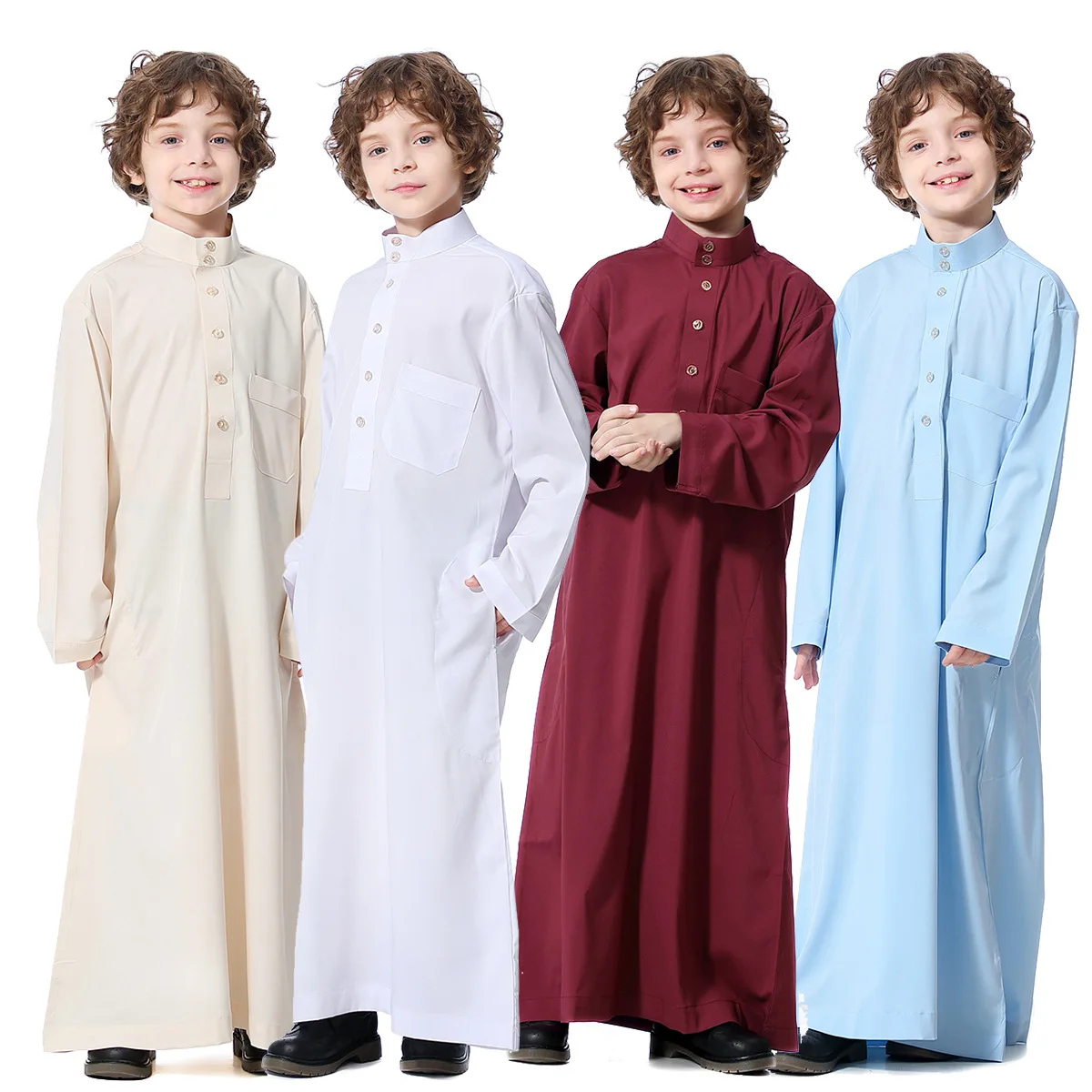 New Dubai Arab Muslim Kids Boys Clothes Abaya Caftan Robes Islamic Ramadan Clothing Oman Arabic Qatar Child Kaftans Costumes