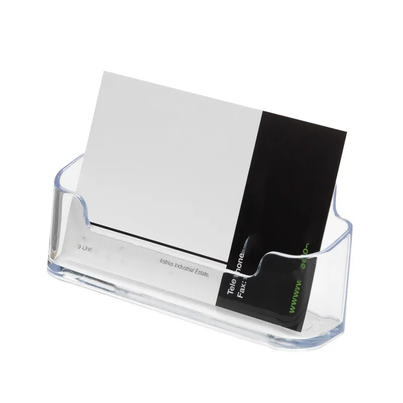 Details about   Clear Plastic Desktop Business Card Display Stand Business Card Holder Ornament 