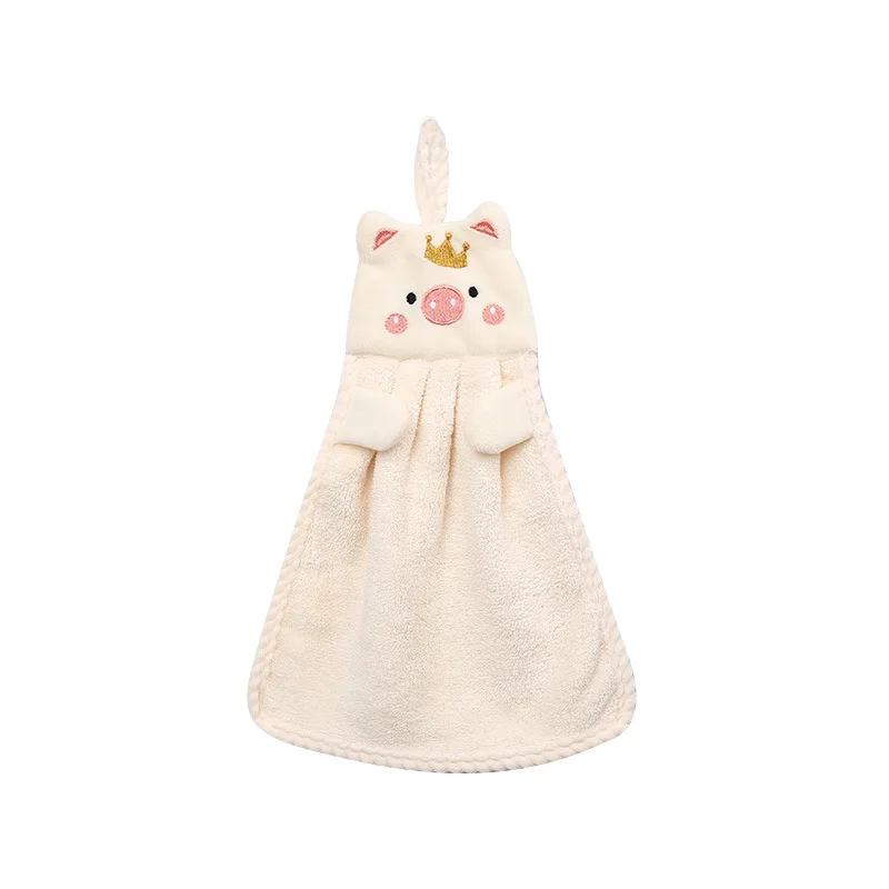 DS986 Kitchen Household Bathroom Cleaning Towel Absorbent Fast Drying Microfiber Dish Cloth Coral Velvet Cute Pig Hand Towels
