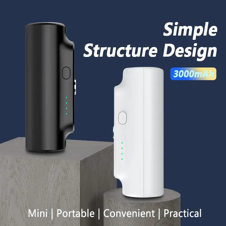 2024 Latest Universal Magnet 3 in 1 Mini Power Bank 5000mah Portable Mobile Charger Quick Charging Power Bank with Led Indicator