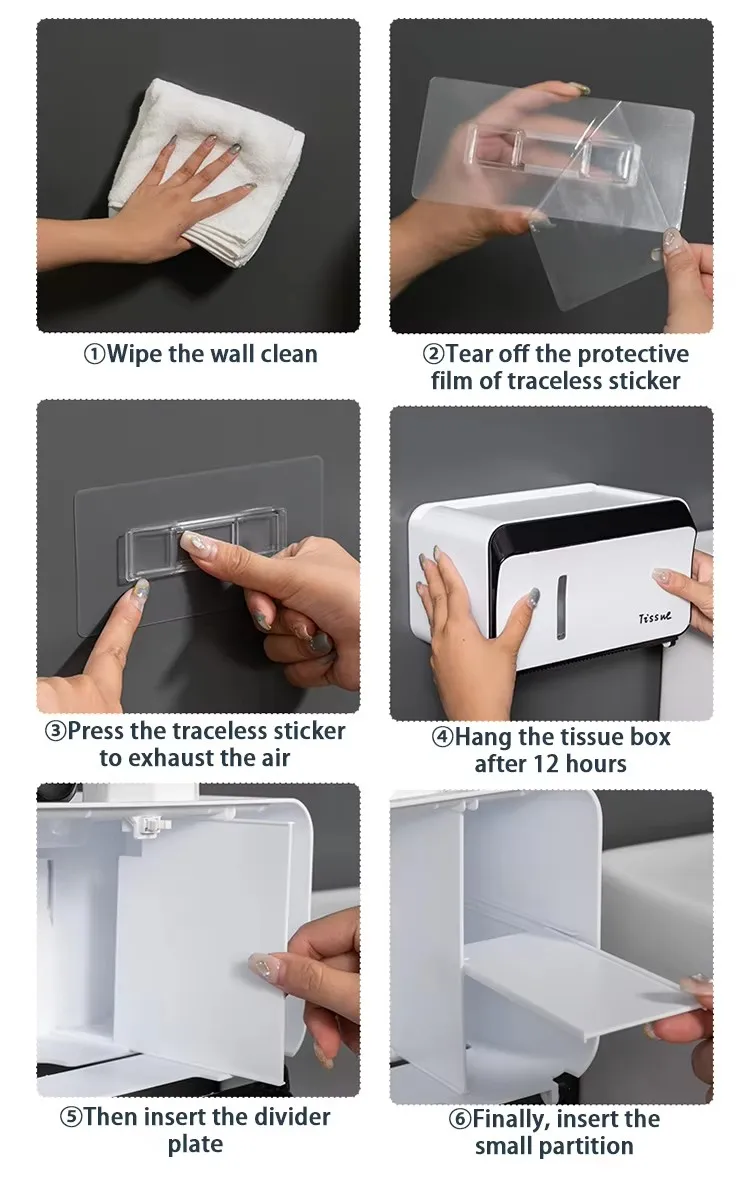 High Quality Modern Wall Mounted Plastic Paper Storage Box Facial Tissue Box Holder manufacture