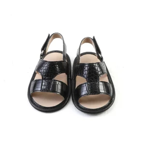 Babyhappy2026  Popular Summer Arabic Style Minimalist Soft Soft Black Crocodile Leather Sandals Shoes for Baby Kids Boy