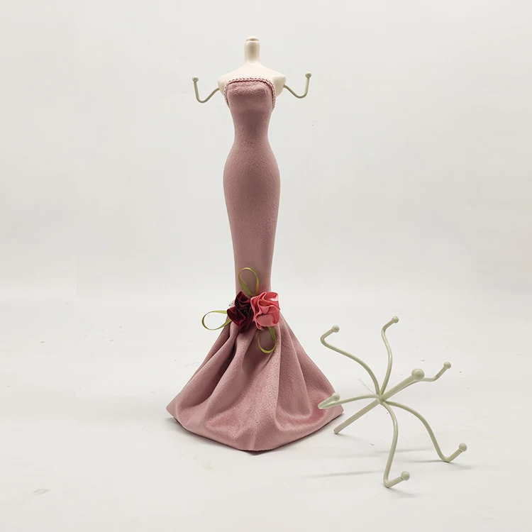 Pink Princess Jewelry Stand Dress Fashionable Human Model Bracket Metal  Earrings Rack Jewelry Display Holder