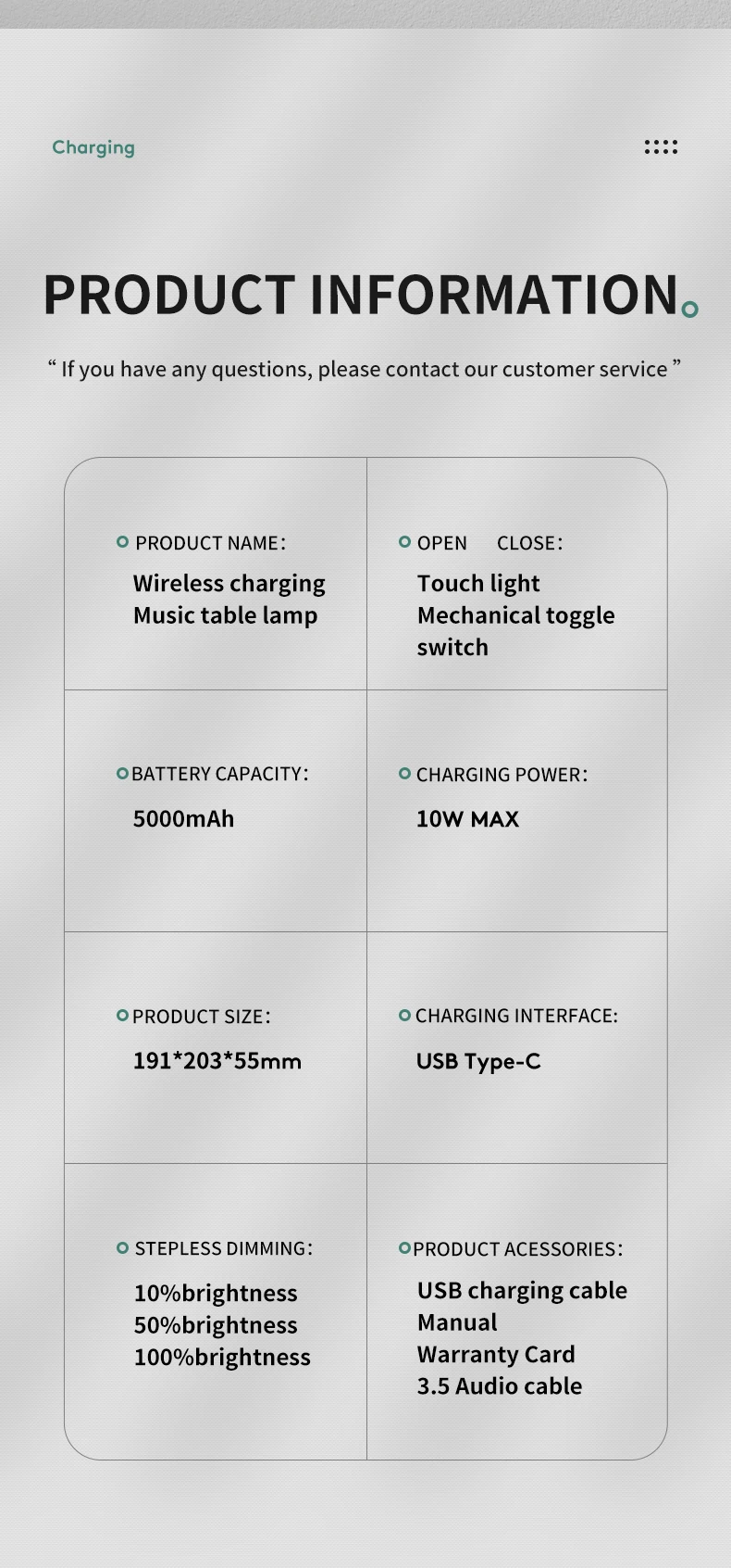 Multifunctional Bedroom Wireless Charger Bt Speaker Bass Music Lamp