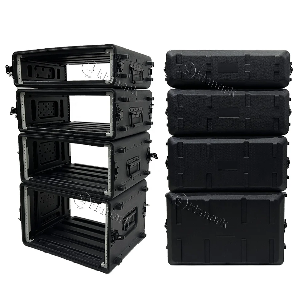 Removable Waterproof Fireproof PE HDPE 2U 3U 4U 6U 8U 10U 12U 14U 16U Amplifier Shock Mount Racks Plastic Flight case
