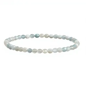 Landorilo 4mm Stretch Bracelet Aquamarine Healing Stones Yoga Unisex Friendship Lucky Design Made China Includes Beads