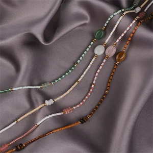 Trendy Chakra Obsidian Healing Crystals Reiki Stone Meditation Balance Stainless Steel 18K Gold Plated Beaded Green Aventurine