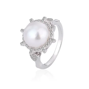 Custom fashion jewelry minimalist 925 s925 real silver rings freshwater pearl ring for women