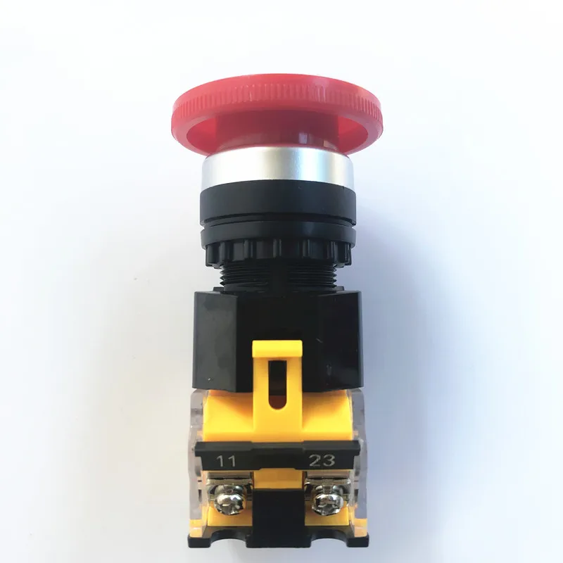 LA38 Self-Locking Reset Emergency Stop Button - 22mm Mushroom Head Power Switch With Key Lock