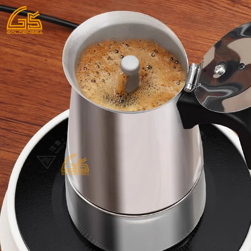High Quality Italian Commercial Espresso Coffee Maker Stainless Steel 304 Moka Pot 12 Cup