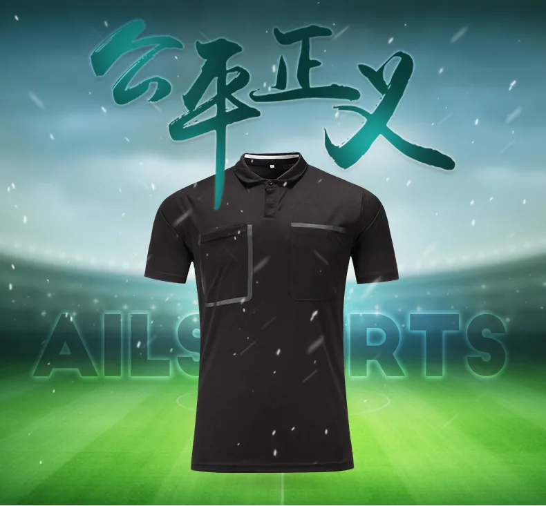 Popular Solid Style Soccer Referee Uniform Professional Football Shirts and Shorts Suits Jersey Black Yellow Green