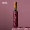 10-bone bronze brushed wood handle-burgundy