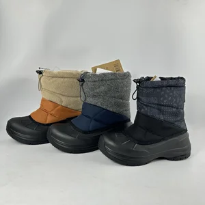 Winter Unisex Snow Boots Plastic Wool Upper Non-Slip Waterproof Warm Wear-Resistant Plush Lining EVA Midsole Non-Slip Rubber