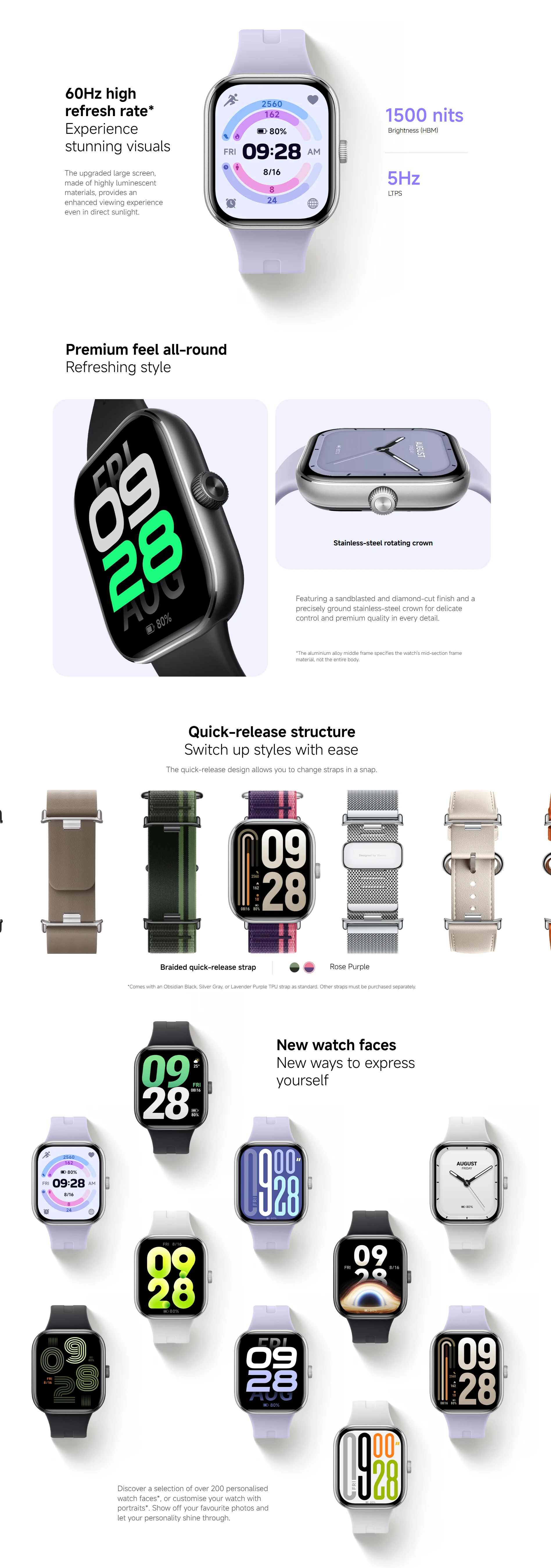 Pour Original Xiaomi Redmi Watch 5 GPS 2.07 "AMOLED 24 jours d'autonomie de la batterie Oxygène sanguin Fréquence cardiaque Fitness Tracker 5ATM