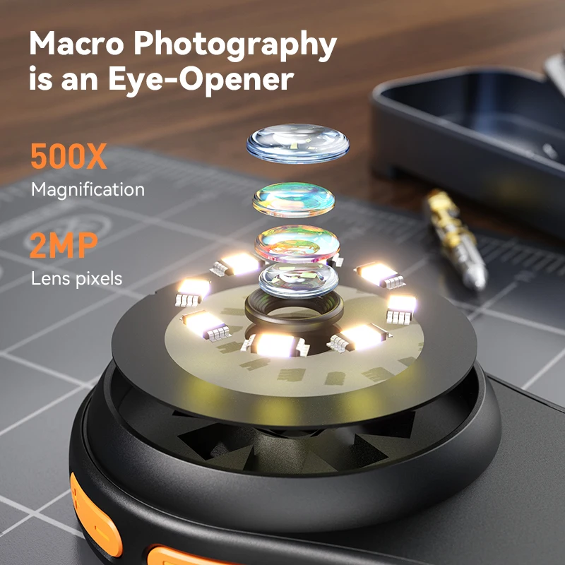 ANESOK 370  LED Mechanical Microscope Digital Children Magnifying Glass HD 2.0 Inch Screen Advanced Microscope for PC Computer
