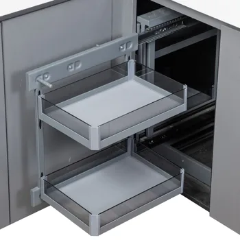Modern Fully-Extended Metal Storage Swing Tray Pull Magic Corner Basket Accessory for Kitchen Blind Corner Organizer Custom