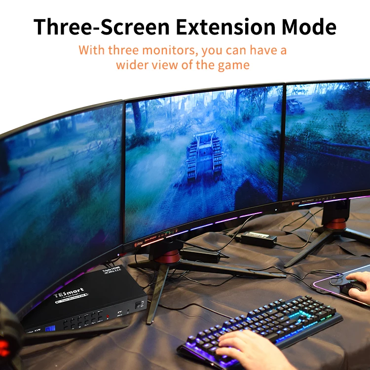 4 In 3 Out Hdmi Kvm Switch Triple Monitor Kvm Switch 4k60hz Support 2